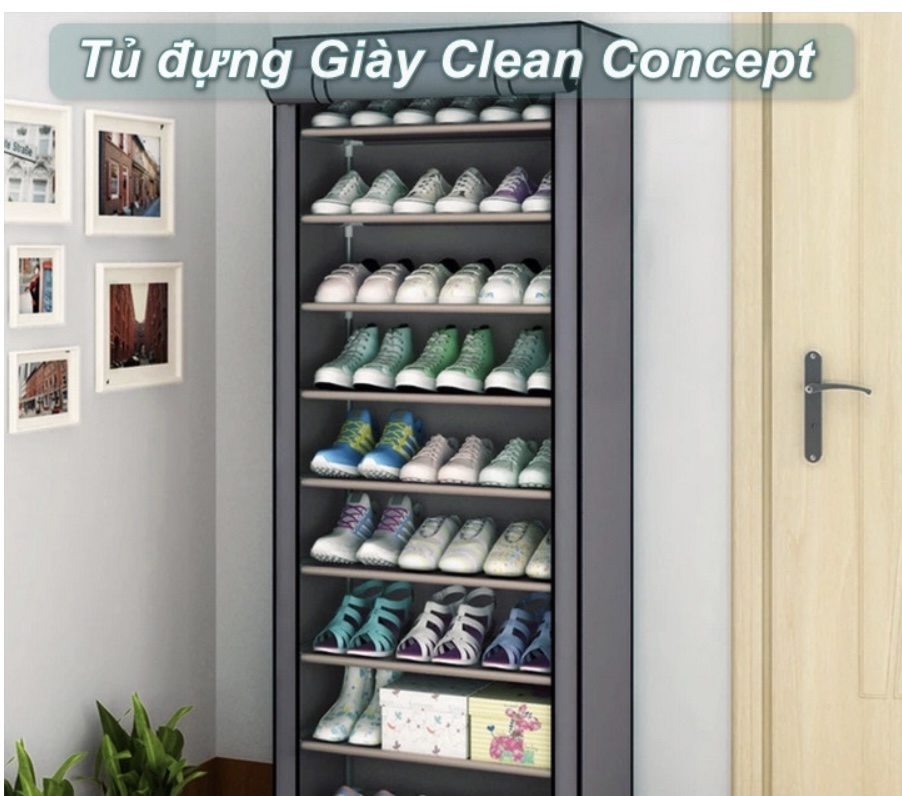 Bộ 2 Tủ đựng Giày Dép Lắp Ráp 10 tầng 9 ngăn Clean Concept
