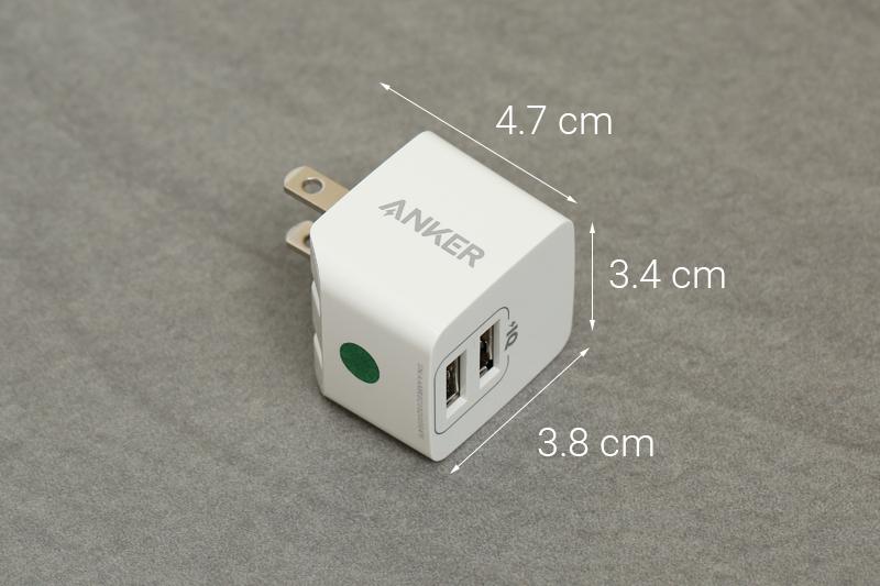 Adapter sạc USB 12W Dual Anker PowerPort Mini - A2620 Trắng - Hàng chính hãng