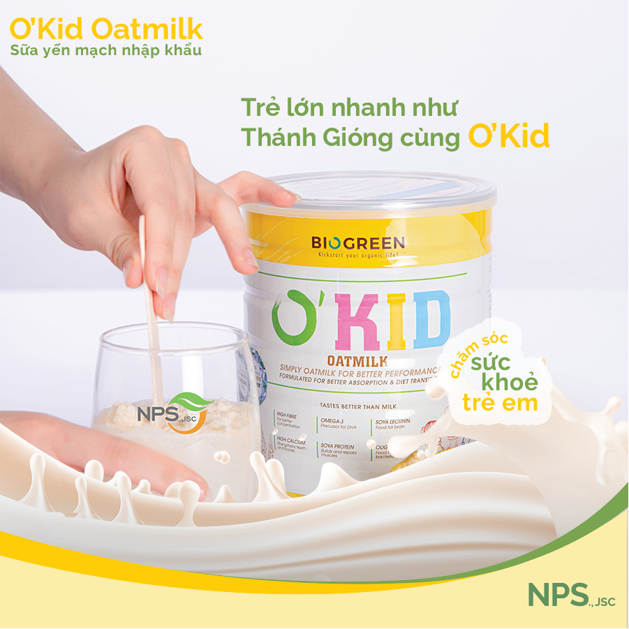 Sữa thực vật hữu cơ nhập khẩu [BIOGREEN] Okid Oat Milk dành riêng cho trẻ