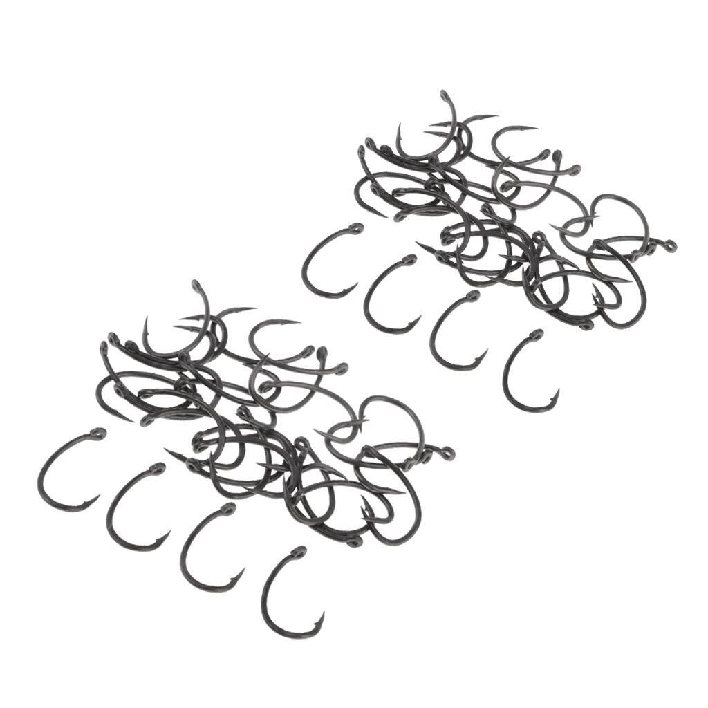 60Pcs High Carbon Steel Fishing Hooks Barbed Hooks Circle Hooks