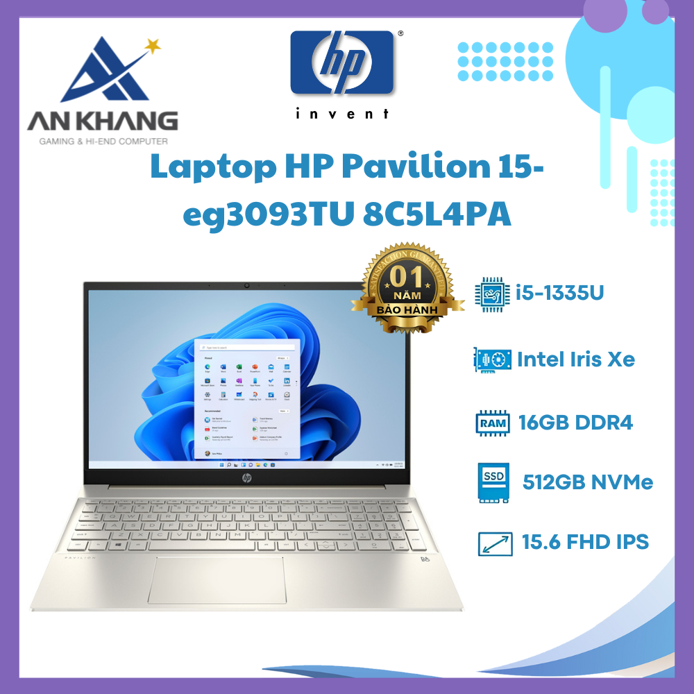 Hình ảnh Laptop HP Pavilion 15-eg3093TU 8C5L4PA (Core i5-1335U | 16GB | 512GB | Intel Iris Xe | 15.6 inch FHD | Windows 11 | Vàng) - Hàng Chính Hãng - Bảo Hành 12 Tháng Tại HP Việt Nam