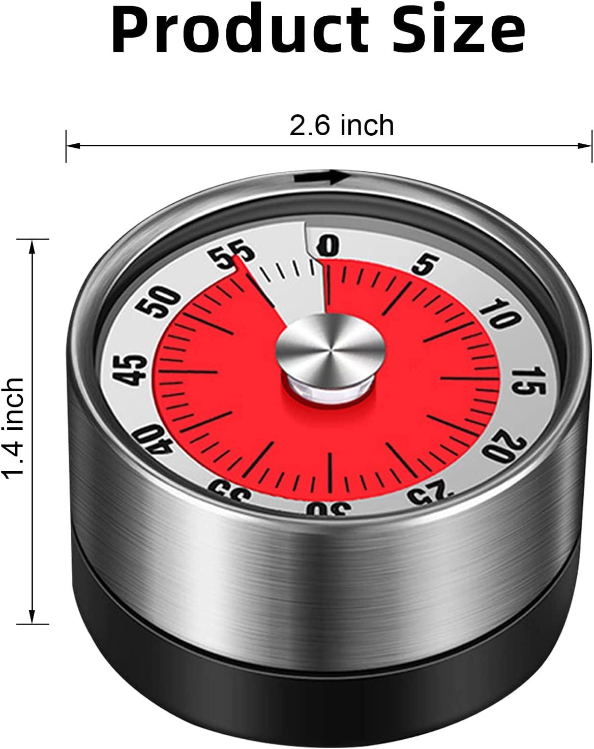 Đồng hồ bấm giờ từ tính 60 phút để nấu ăn, làm bánh, tập thể dục, học tập - Đồng hồ đếm ngược trực quan