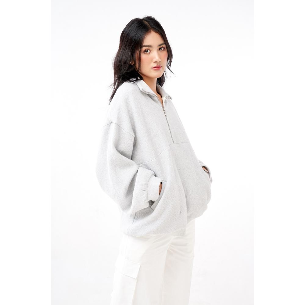 DOTTIE - Áo kiểu vải dạ phối dây kéo nữ T0599