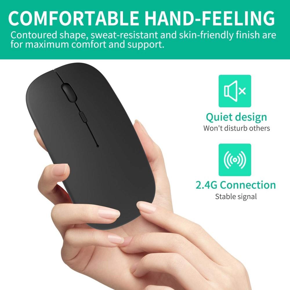 Bluetooth 4.0 + 2.4G Không Dây Hai Chế Độ Sạc 2 Trong 1 Chuột 1600 DPI Công Thái Quang Di Động Chuột Cho laptop Máy Tính Bảng