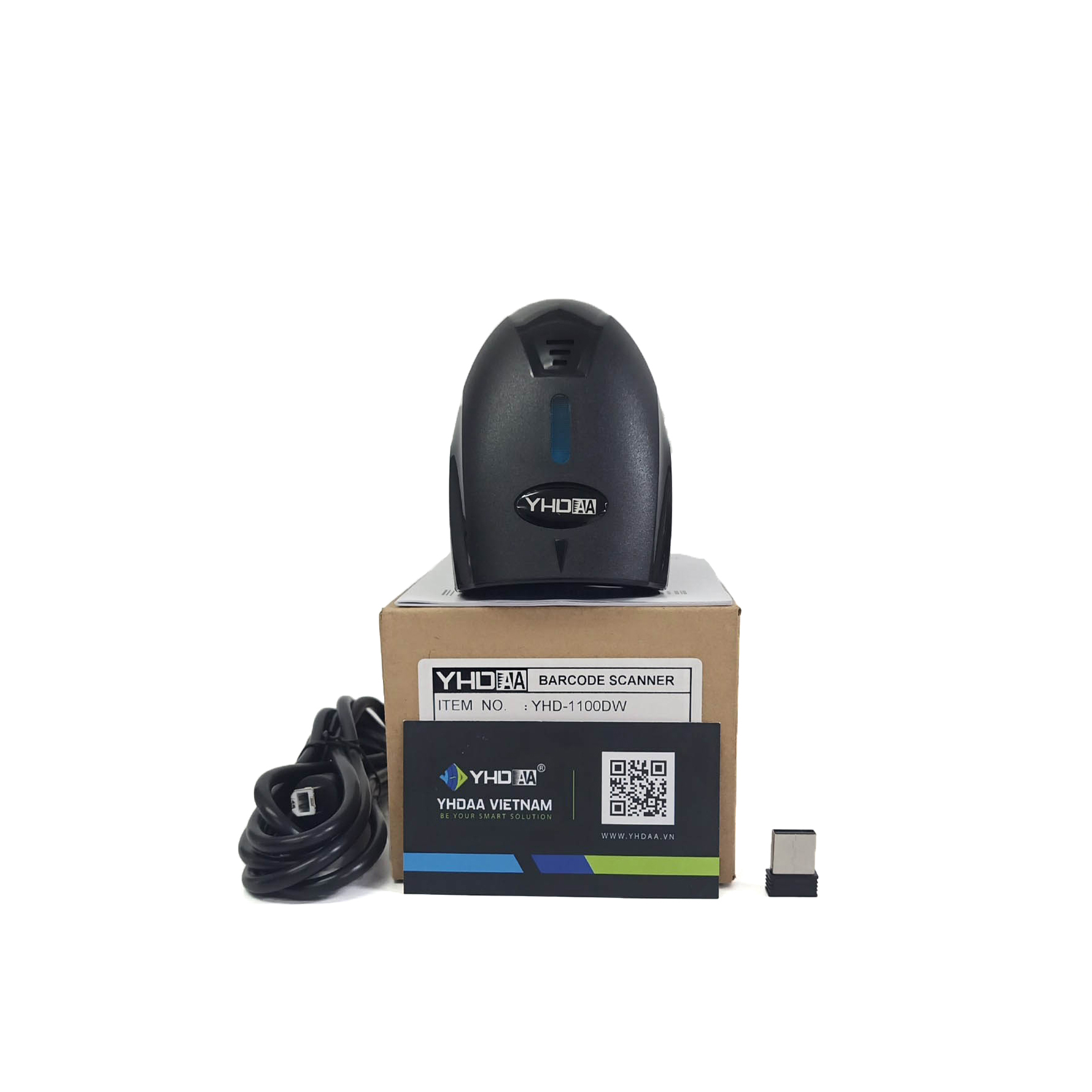 Máy quét mã vạch không dây YHD 1100DW 2D đọc mã vạch Barcode, Qrcode kết nối đầu thu USB dùng trên Máy tính, Laptop - Hàng Nhập Khẩu