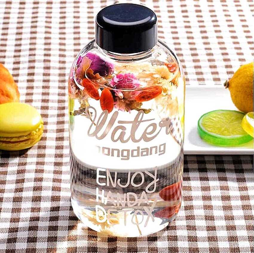 Combo 2 Chai Thủy Tinh đựng nước DETOX 600ML - Nắp nhựa có giăng cao su