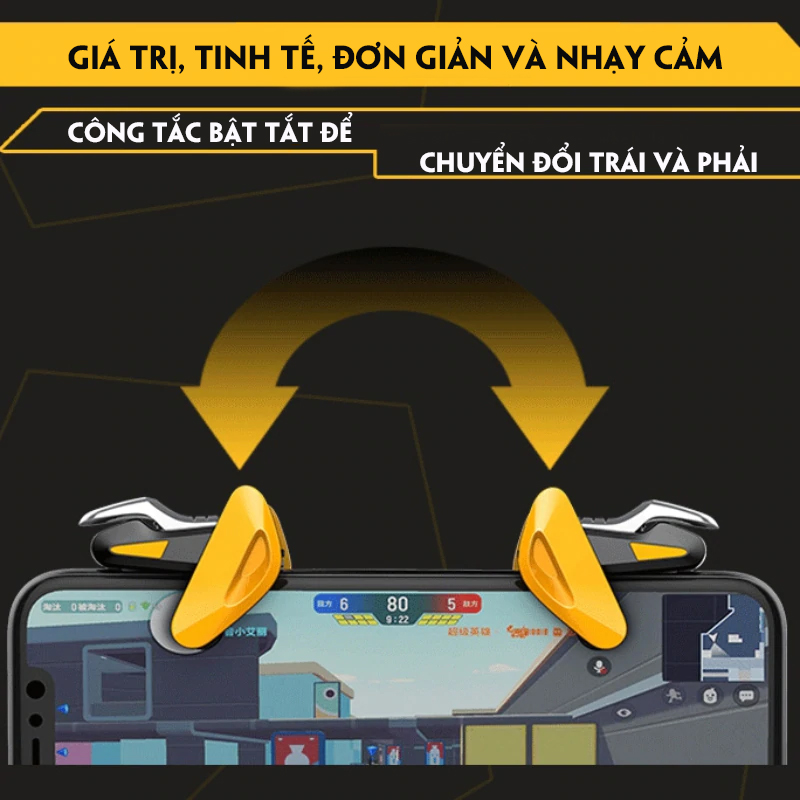 Bộ 2 nút bấm chơi game PUBG VINETTEAM CH-2 BEE, tay cầm chơi game dành cho điện thoại android/ios-4109-hàng nhập khẩu