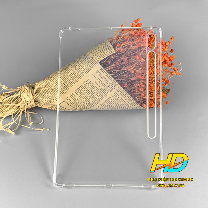 Ốp Lưng Cho Samsung Galaxy Tab S8+ Plus 12.4 inch Dẻo Silicon Trong Suốt Cao Cấp Chống Sốc ,Chống Va Đập, Có Gờ Bảo Vệ Camera