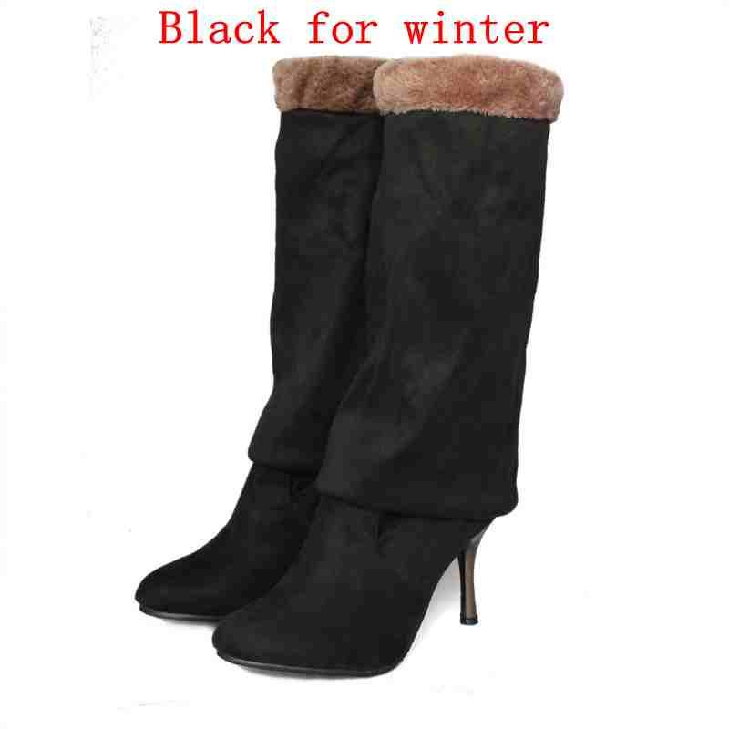 Bán Dài Thời Trang Giày Cho Nữ Da Nubuck Gợi Cảm Stovepipe Dài Giày Trên Đầu Gối Giày Cao Gót Giày Bốt Nữ size 34-43