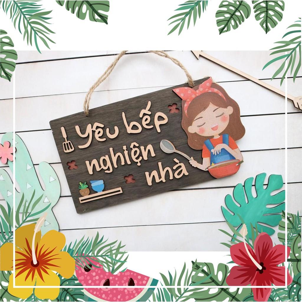 Bảng gỗ decor Yêu bếp nghiện nhà (bảng gỗ trang trí