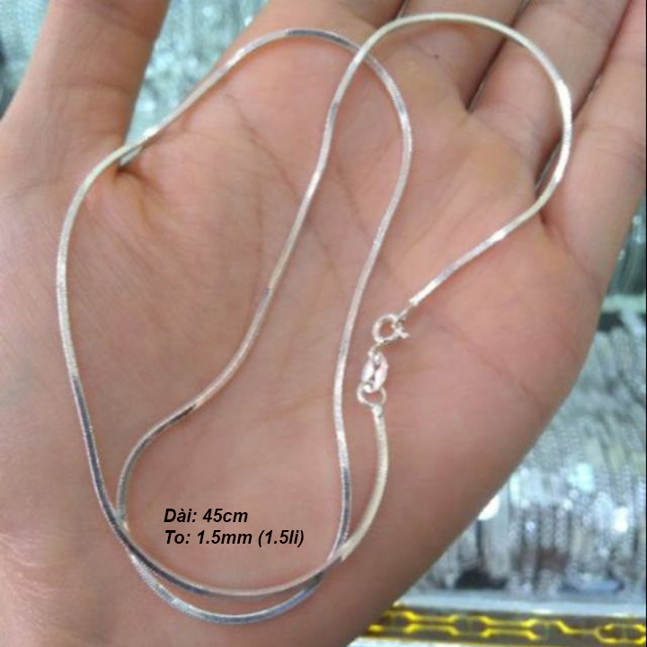 Dây chuyền nữ kiểu mì dẹp 1.5li  WDC155T Không đen không gỉ sét