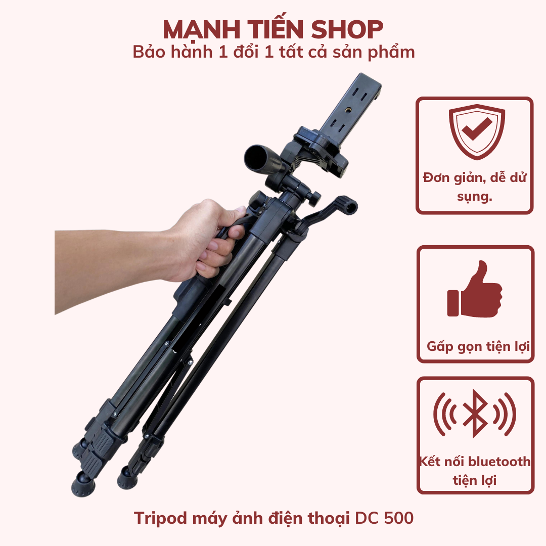 Tripod máy ảnh điện thoại, chân đế bluetooth cho điện thoại, máy ảnh DC-500 vật liệu hợp kim cao cấp Full hộp -TiMa.lala - Hàng chính hãng