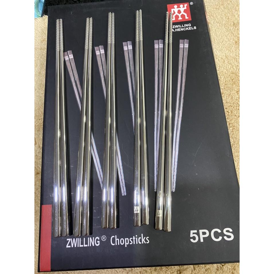 HỘP SET 5 ĐÔI ĐŨA INOX Hãng Zwilling Của Đức Siêu Hót Hít Dễ Dàng Vệ Sinh