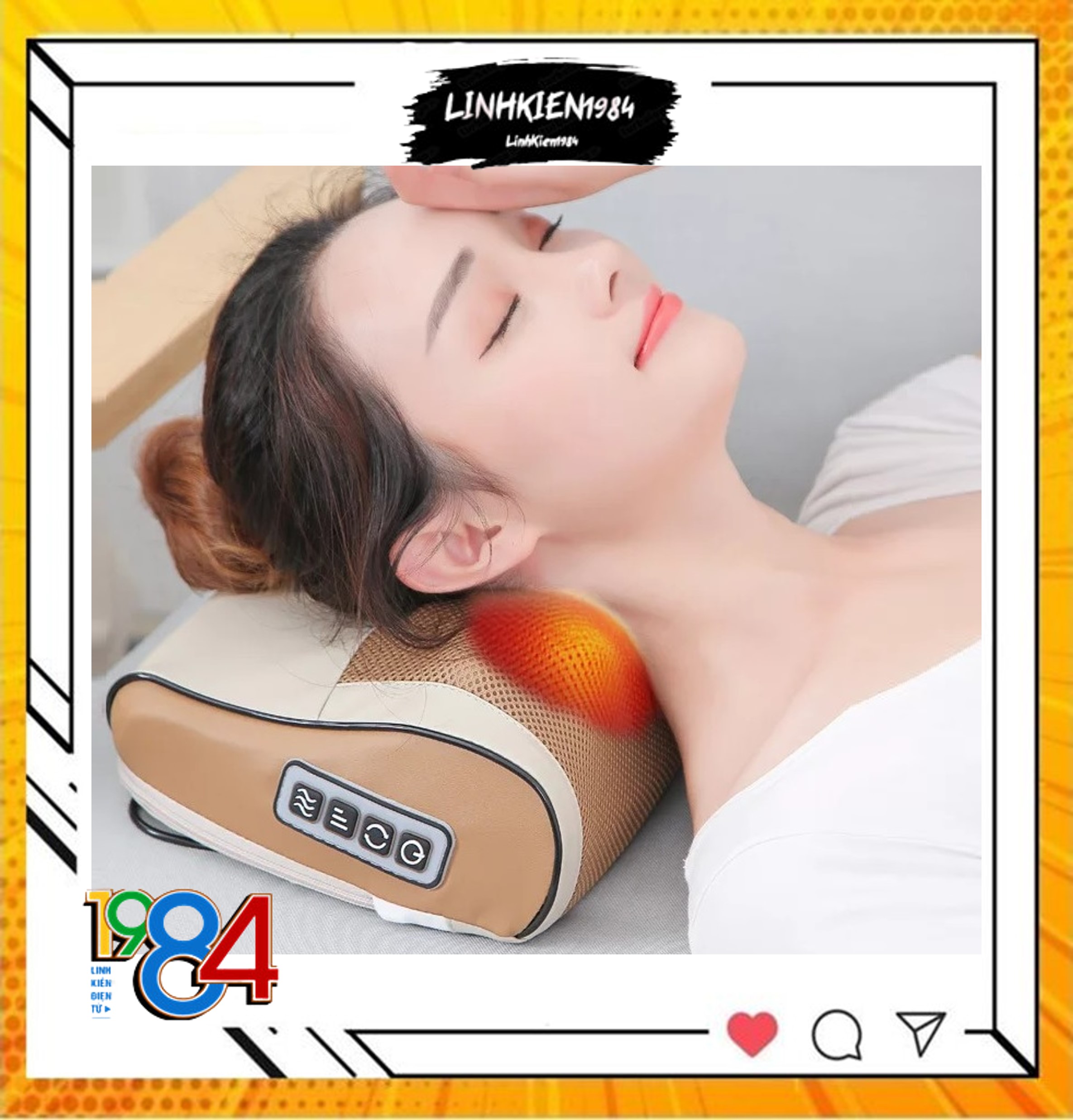 Gối massage cổ vai gáy, máy massage hồng ngoại 20 bi cao cấp