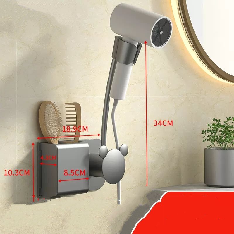 Giá treo máy sấy tóc có ngăn để lược Aurelia Free Hand hàng cao cấp