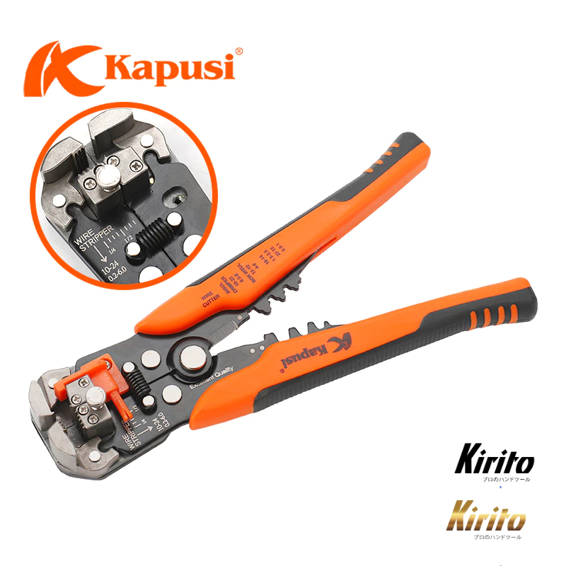 Kìm tuốt dây điện tự động công nghiệp, bấm cos, cắt dây Kapusi Nhật Bản 8 inch/ 200mm