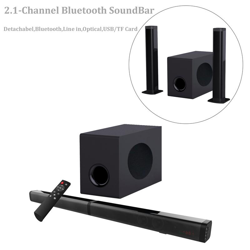 Sounderlink 2.1CH Bluetooth loa TV soundbar với loa siêu trầm quang USB TF vitual 3D hệ thống rạp hát tại nhà Color: BS Plug