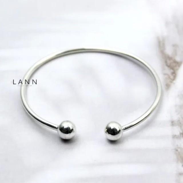 Kiềng hai đầu tròn trơn S925 LANN