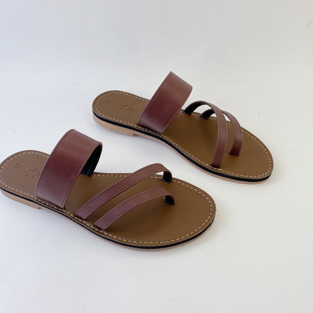 Dép lê nữ dáng sandal đi biển quai ngang xỏ ngón đế bệt dây mảnh cao cấp chính hãng Hishoo có Bigsize S035 ko