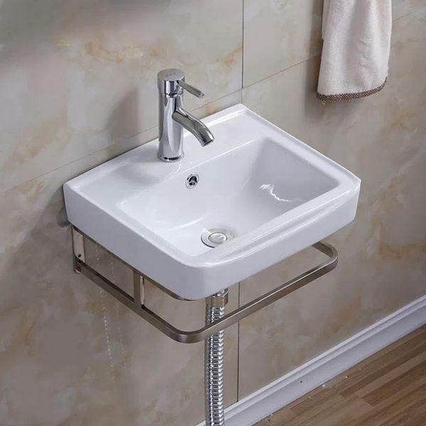 Chậu rửa mặt treo tường kèm theo khung treo inox - Lavabo treo tường
