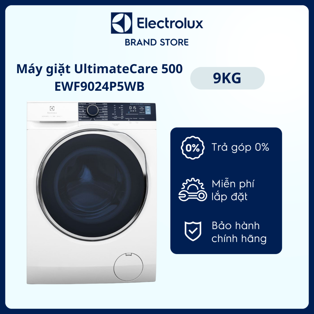 Máy giặt cửa trước Electrolux 9kg UltimateCare 500 - EWF9024P5WB - Công nghệ HygienicCare diệt 99.9% vi khuẩn, êm dịu như giặt tay, giặt sạch sâu [Hàng chính hãng]