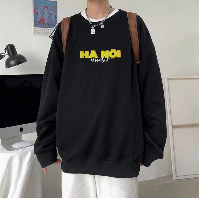 Áo Hoodie Sweater chất NỈ under Hà Nội, ÁO phom Rộng 100% Cotton Nam Nữ Unisex 