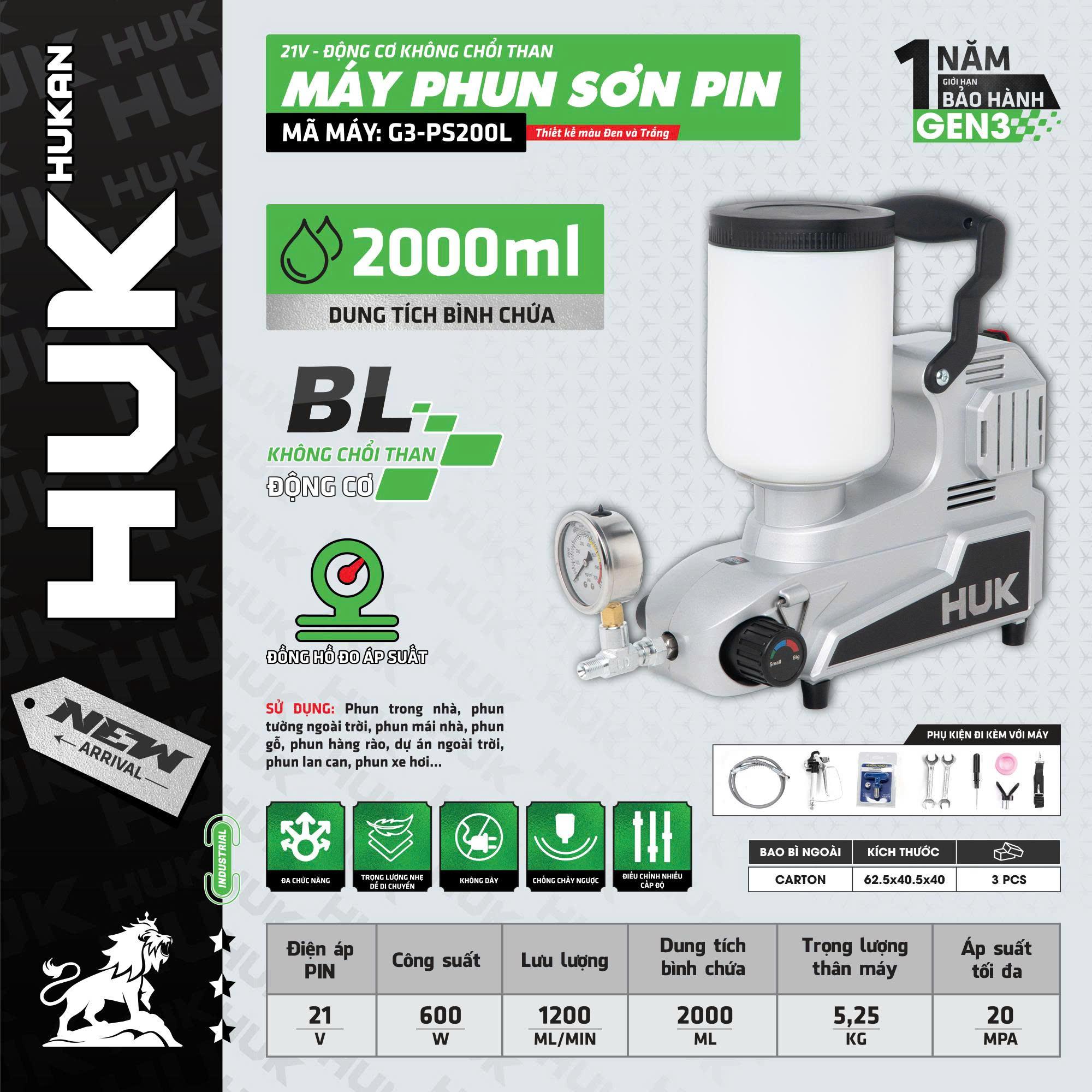 THÂN MÁY PHUN SƠN 600W BODY G3-PS200L HUKAN -HÀNG CHÍNH HÃNG