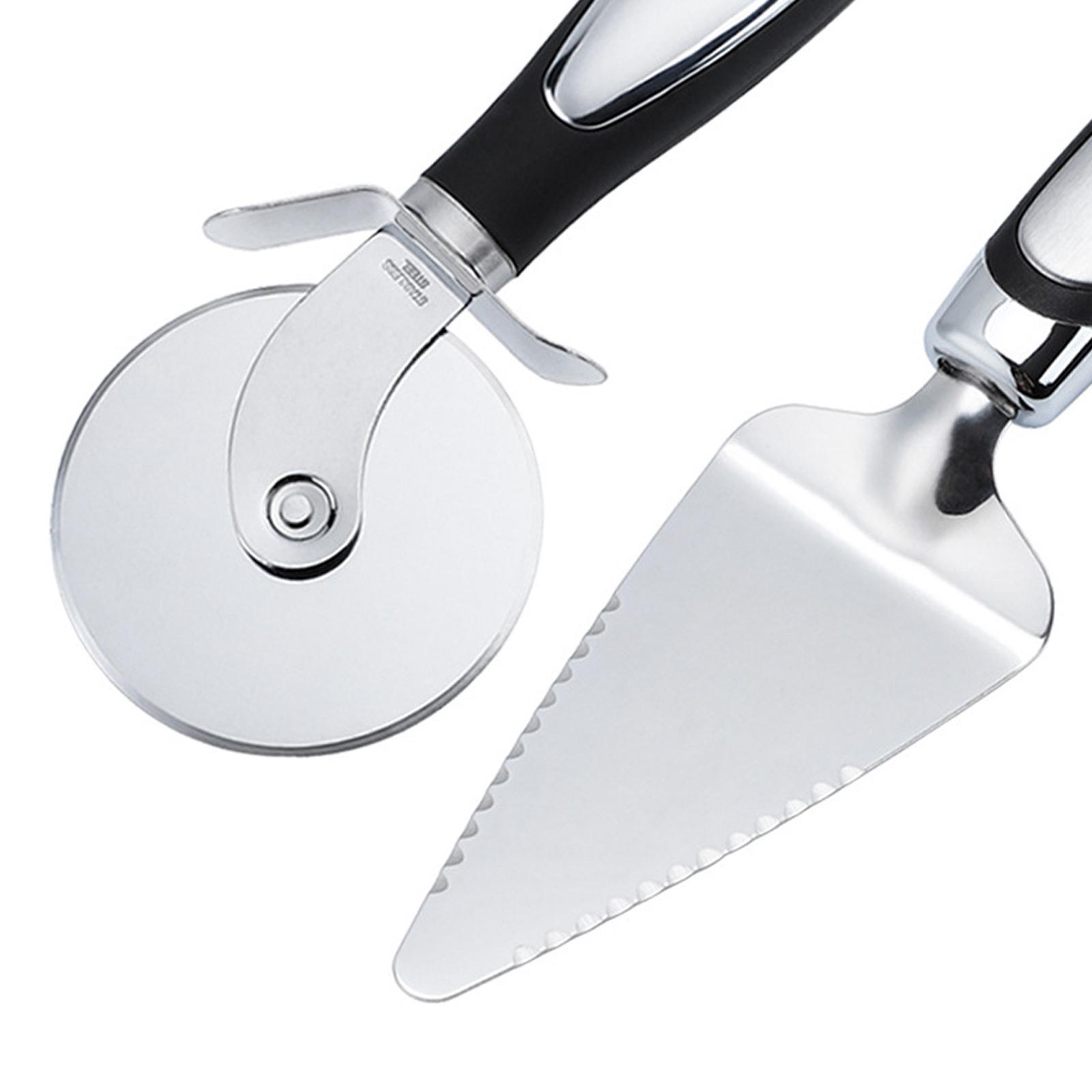 2Pcs Pizza Slicer and Spatula for Large and Small Pizza Serrated Pizza Wheel