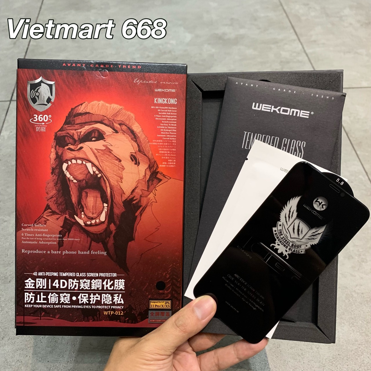 Kính Cường Lực Chống Nhìn Trộm KingKong Dành Cho iPhone - Full Hộp - Dán Full Màn - Hàng Chính Hãng 