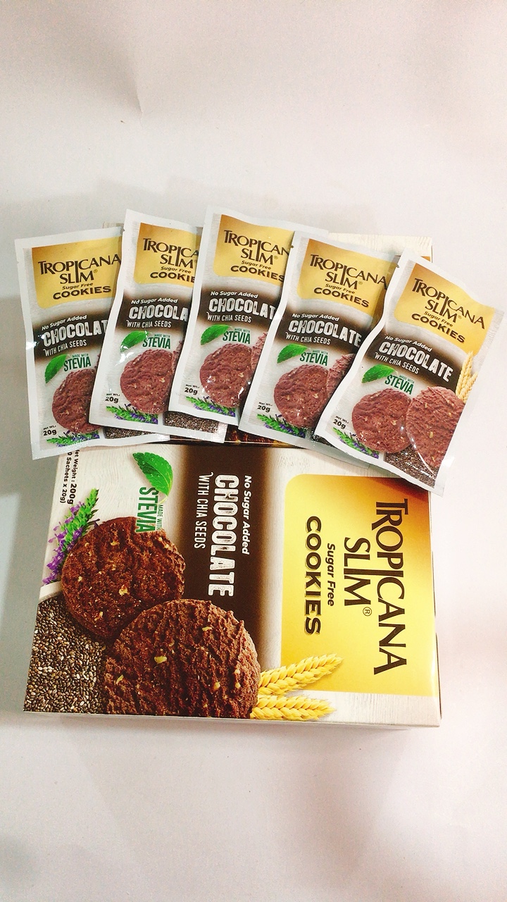 Combo 3 Hộp Bánh Quy Ăn Kiêng Tropicana Slim Sugar Free Cookies Socola