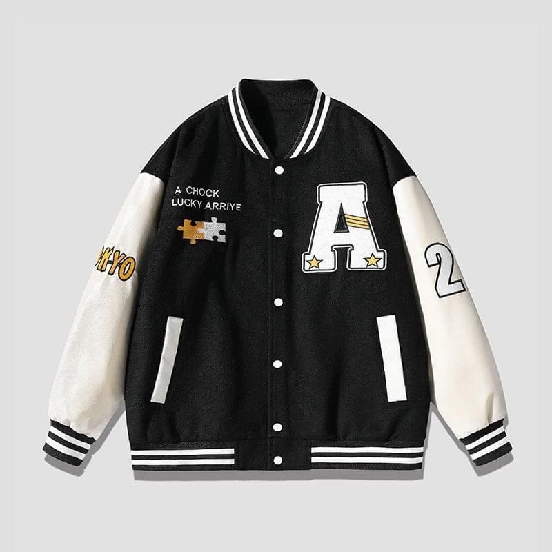 (Local Brand Hot) Áo Thêu Varsity Jacket - Áo Khoác Bomber Thêu Cardigan 3 Màu BOIN LUCKY chữ A thêu cả áo Siêu đẹp Ocea