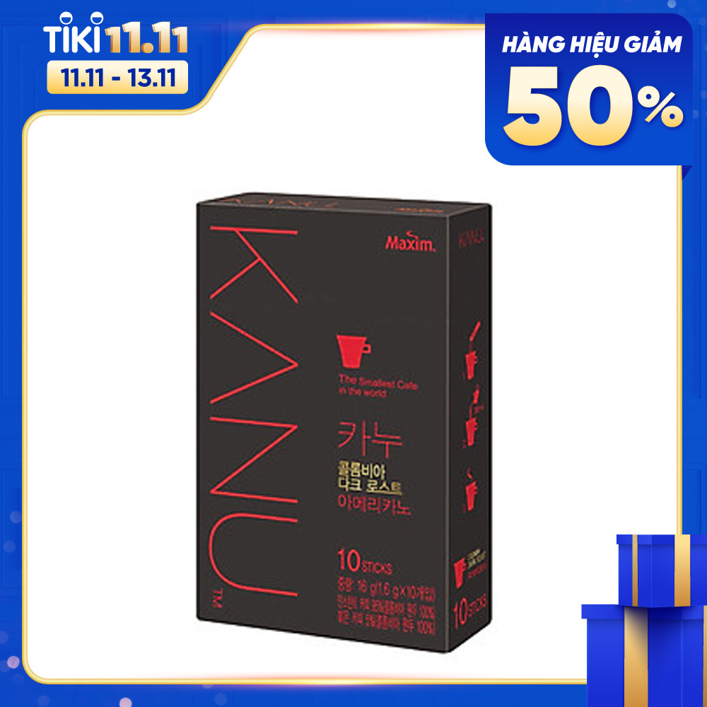 Cà Phê Hòa Tan Kanu Dark Roast Americano Dongsuh Hàn Quốc Hộp 10 Gói (1.6 gam / gói)