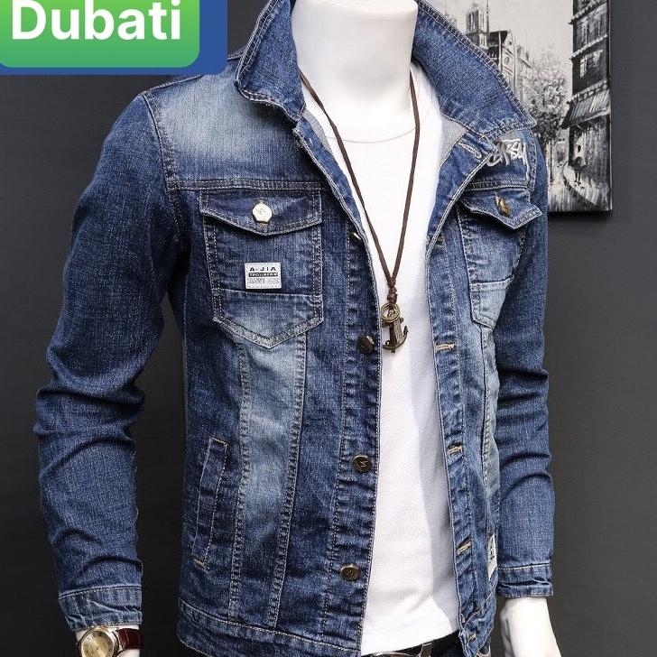 ÁO JEAN - ÁO KHOÁC JEAN CHẤT BÒ XANH ĐẬM THÊU CHỮ CAO CẤP HÀN QUỐC- DB 111- DUBATI FASHION