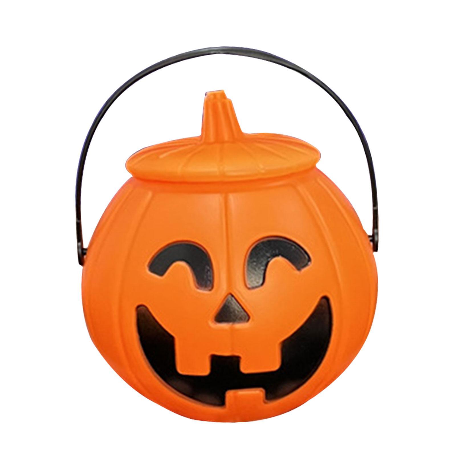 With Lid Candy Bucket Holder Props Candy Basket Organizer Trick or Treat Bucket Pumpkin Bucket for Banquet Thanksgiving Favors Holiday Party