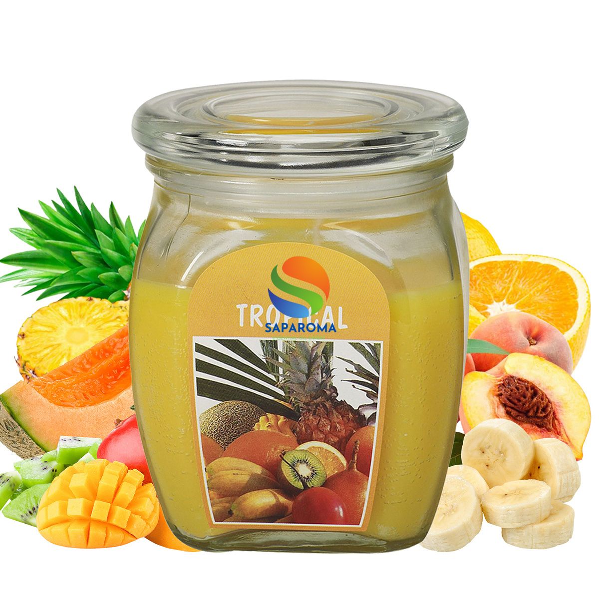 Hũ nến thơm tinh dầu Bolsius Tropical 305g QT024369 - trái cây nhiệt đới, nến trang trí, thơm phòng, thư giãn, Hỗ trợ khử mùi