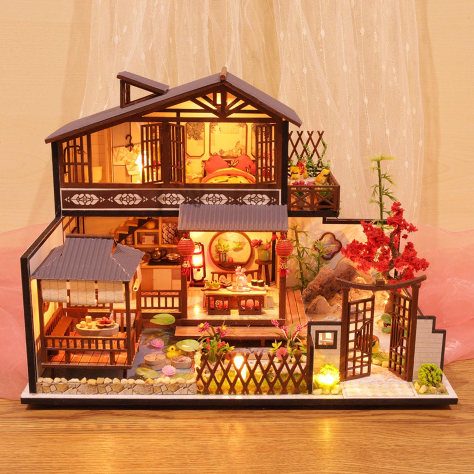 DIY Wooden Dolls House Handcraft Miniature Kit with Furniture,