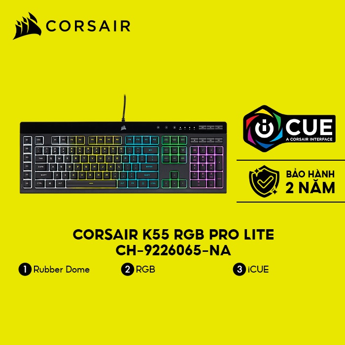 Bàn phím có dây Corsair K55 Pro Lite RGB - Hàng chính hãng