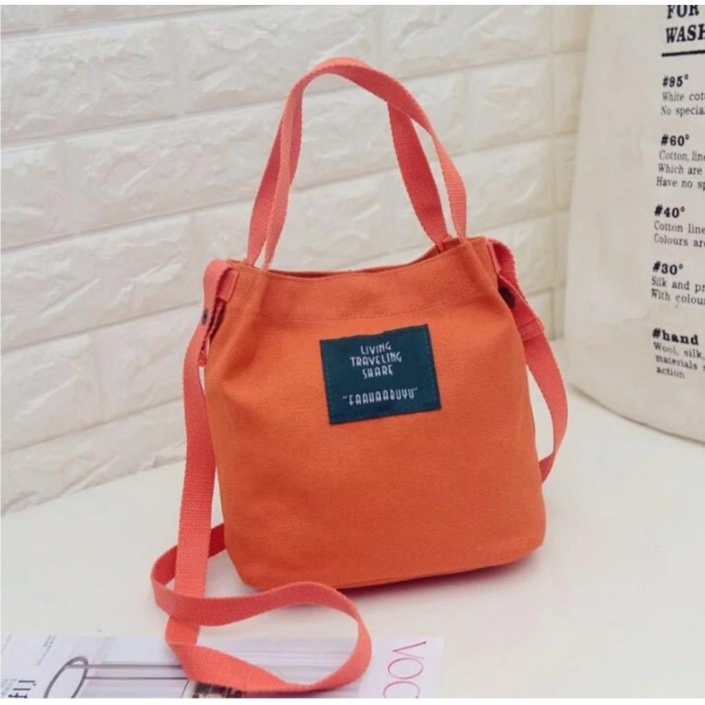 Túi vải tote mini đeo chéo thời trang phong cách Hàn Quốc