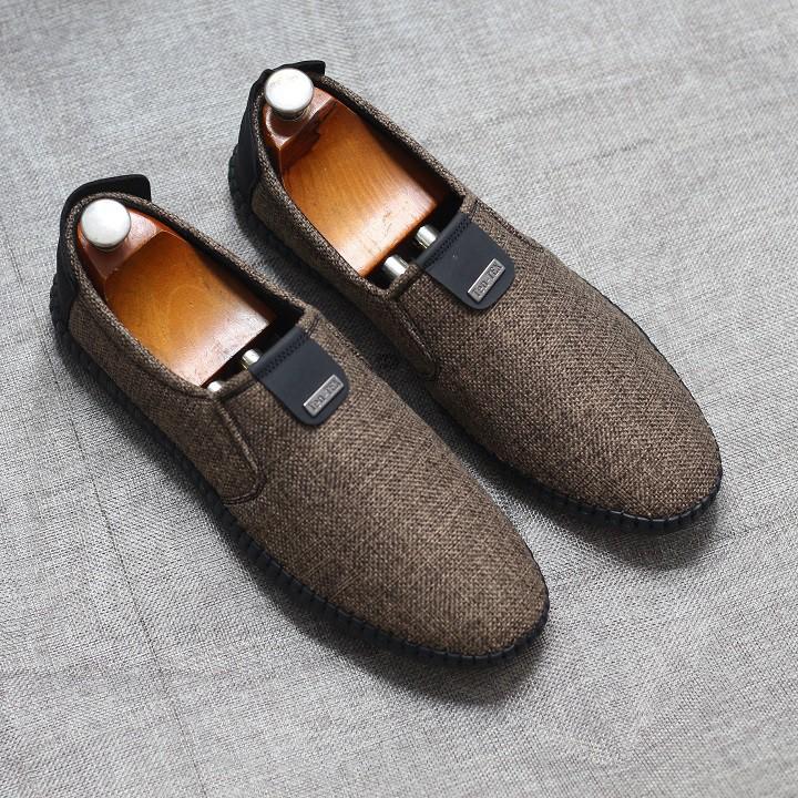 Giày lười nam vải jean đế khâu