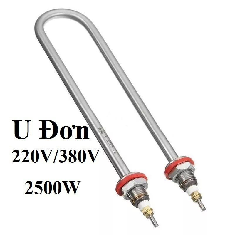 Điện trở đun nước Inox chữ U đơn công suât 500W, 700W, 800W 20cm