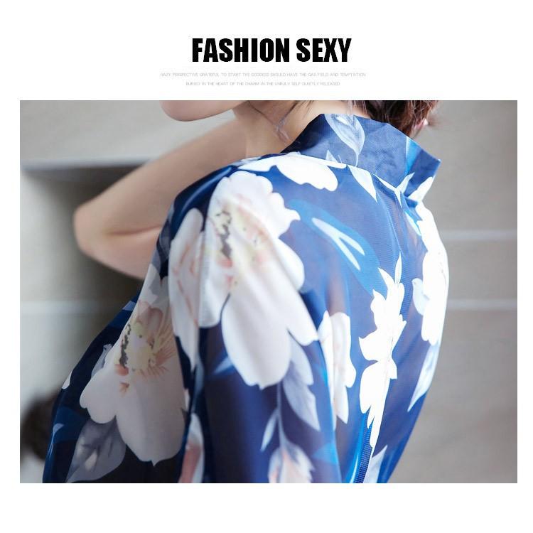 Đồ Ngủ Sexy Áo Choàng Ngủ Hoa Đen Cao Cấp Freeship-Chất đẹp Kimono Mặc Nhà Đơn Giản(N44)