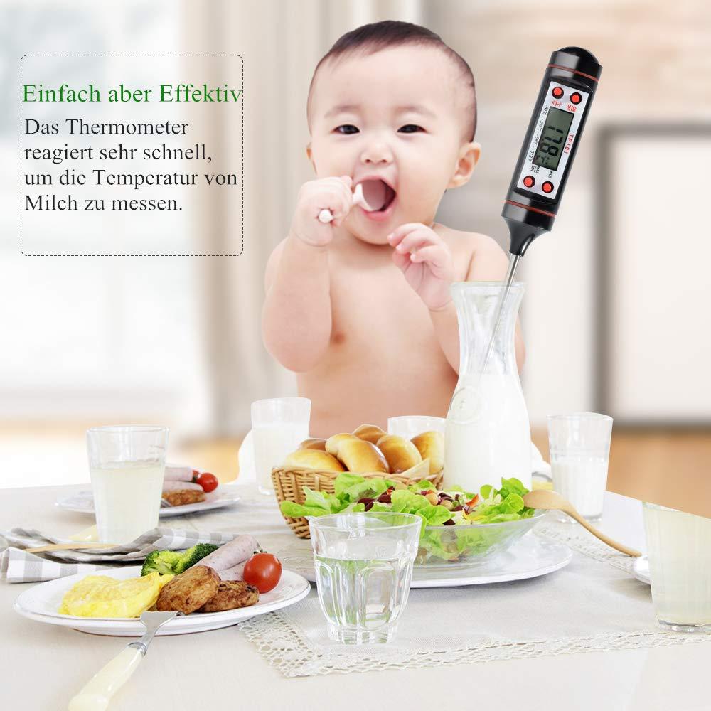 Nhiệt kế nhà bếp 2 miếng Nhiệt kế gia đình phổ quát Nhiệt kế Kỹ thuật số Nhiệt kế nhà bếp Nhiệt kế Thịt nhiệt kế, có thể đọc được 50 ° C-300 ° C, ° C/° F.