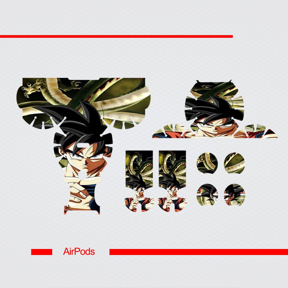 Miếng dán skin chống bẩn cho tai nghe AirPods in hình Songoku Dragon Ball - 7vnr011 (bản không dây 1 và 2)