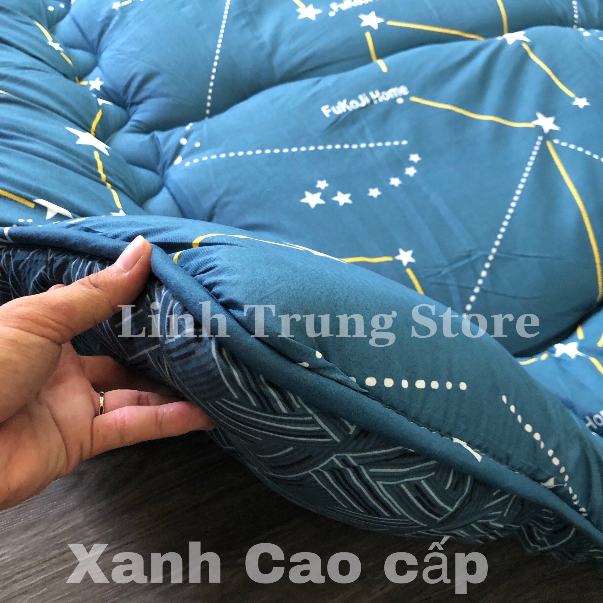 Nệm Bông Gòn Xuất Nhật, Nệm Trải Sàn Tiện Lợi, Đệm Văn Phòng Size 1M X 2M 1.4M X 2M 1.6M X 2M - 1600 X 2000 X 9Cm - Xanh Đậm