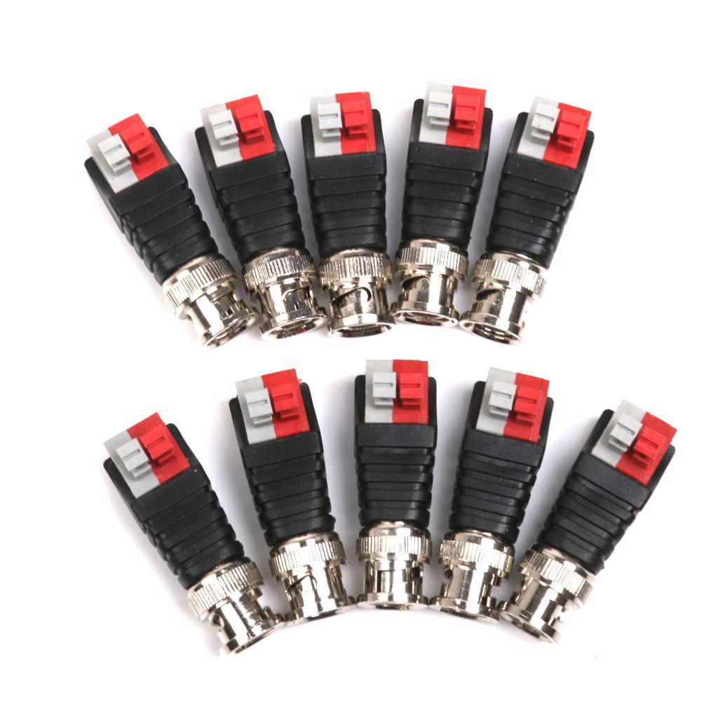 10pcs Coaxial CCTV Male BNC Video Balun Adapter Press Connectors