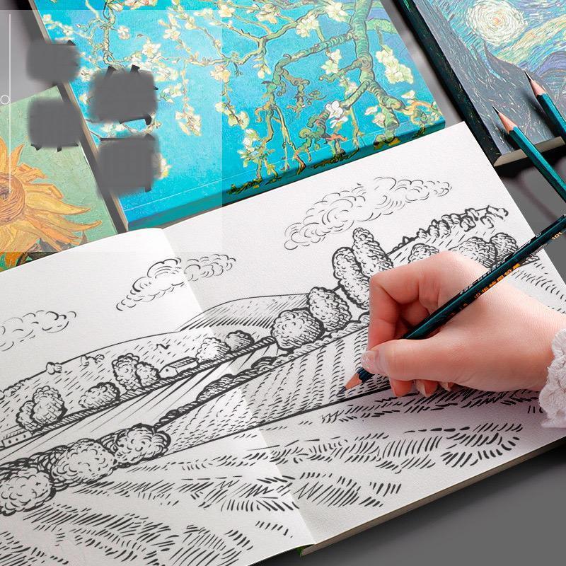 Sổ sketchbook 80 trang dùng để vẽ chì hoặc sáp màu bìa danh tác thế giới