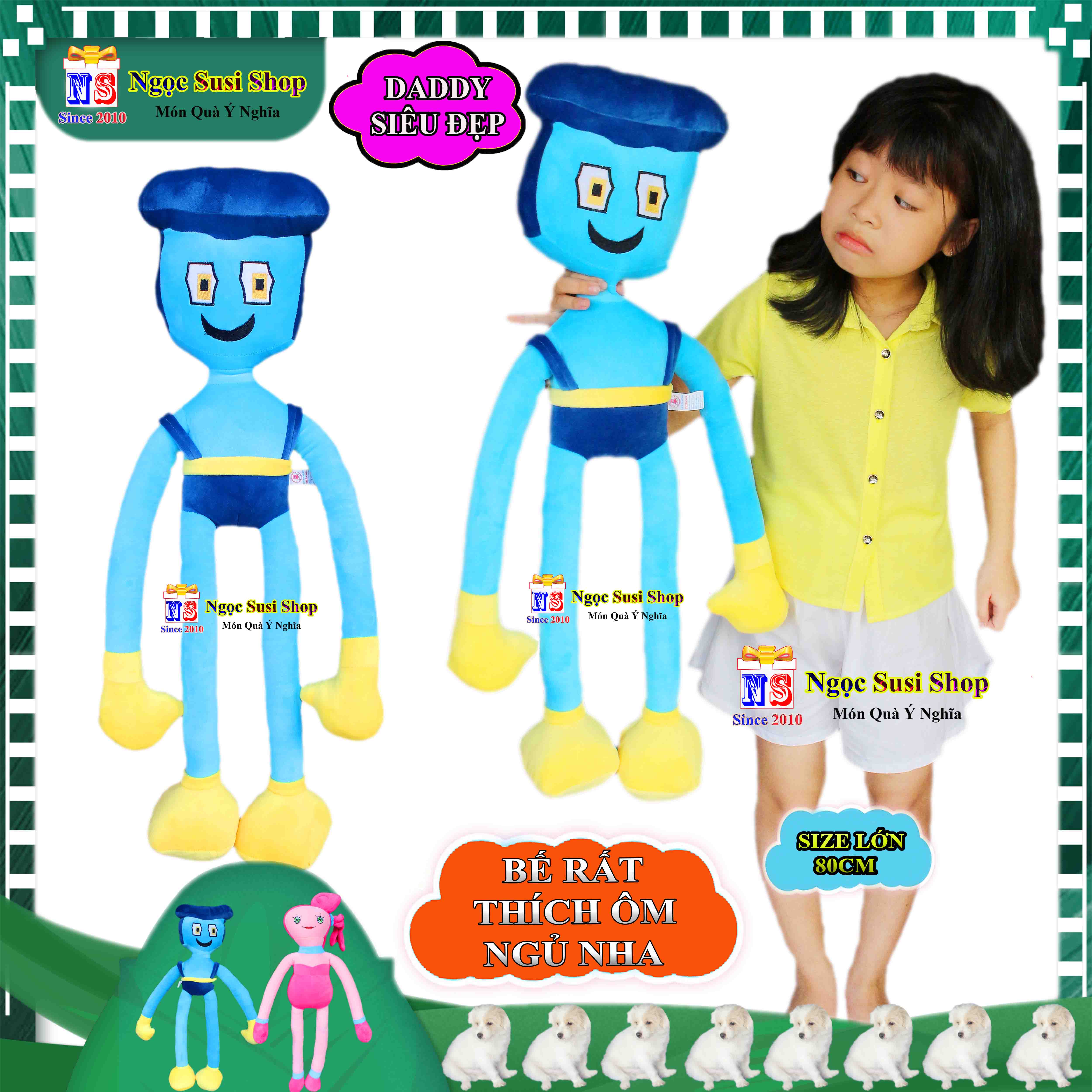 THÚ NHỒI BÔNG MOMMY DADDY LONG LEGS HUGGY POPPY SIÊU ĐÁNG YÊU CHO BÉ ÔM NGỦ - GẤU BÔNG MOMMY DADDY