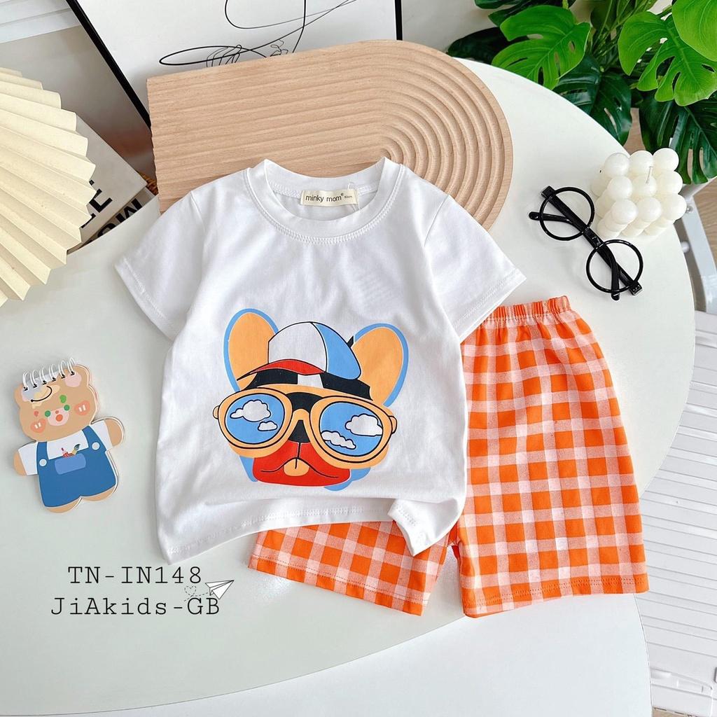 Đồ Bộ Bé Trai Bé Gái Tay ngắn Minky Mom, Quần áo trẻ em vải COTTON mềm mịn thoáng mát an toàn cho bé NN55