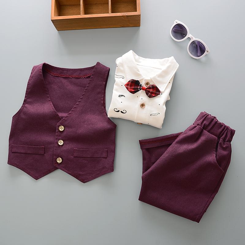 Bé Bé Trai Quý Ông Quần Áo Cưới Tiệc Sinh Nhật Trang Phục Trẻ Em Bé Trai Quần Áo Vest Áo + Quần Bộ 2 Bộ Trang Phục bộ Đồ Mùa Hè