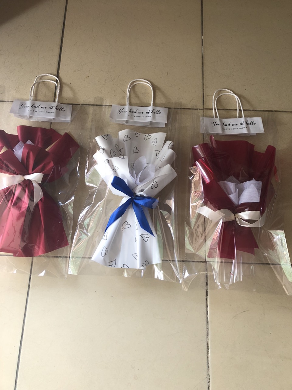 Combo 5 túi hoa một bông hoặc ba bông sáp siêu đáng yêu